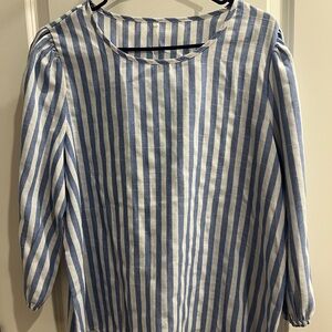 Blue and White Striped Blouse
